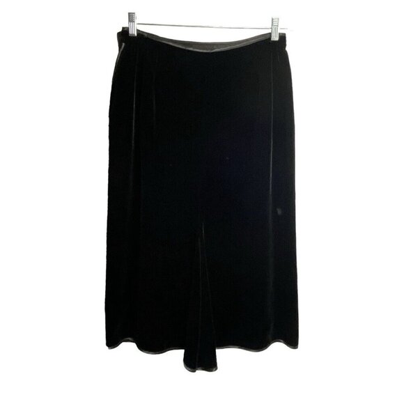JANICE WAINWRIGHT VTG Rayon Silk Blend Velvet Midi Skirt Formal Black 12 62-14 - Picture 12 of 12